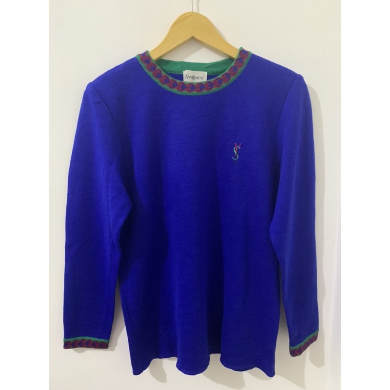 YVes Saint Laurent knit sweater electric blue