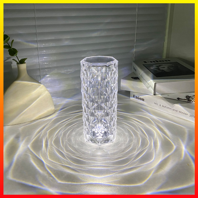 Lampu Meja Tidur LED Desain Mewah Minimalis Crystal Table Lamp 3 Color Light Sensor Sentuh &amp; Tenaga USB VKTECH - 7RLLACTP