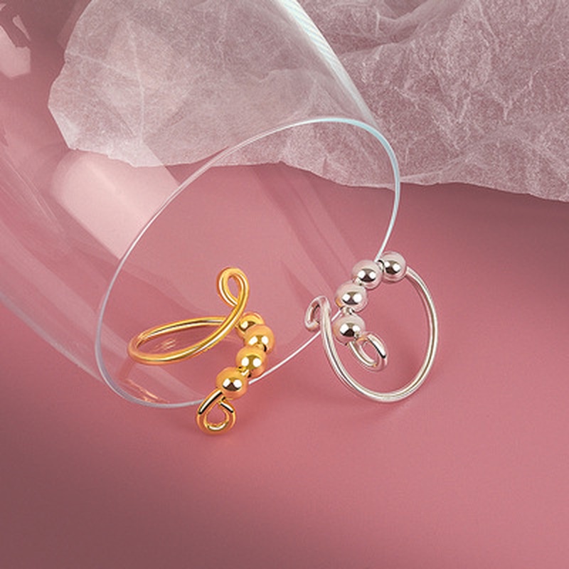 Cincin Model Terbuka Desain Geometri Gaya Simple / Elegan Tipis Adjustable Untuk Wanita