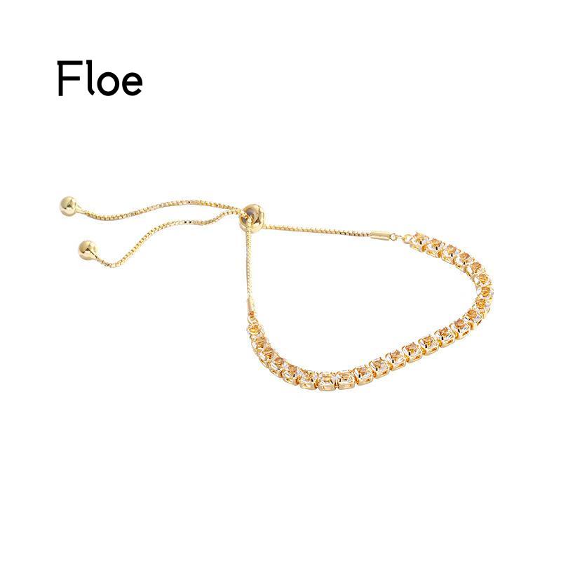 Fl Gelang Tangan Wanita Hias Zircon Adjustable Untuk Musim Panas