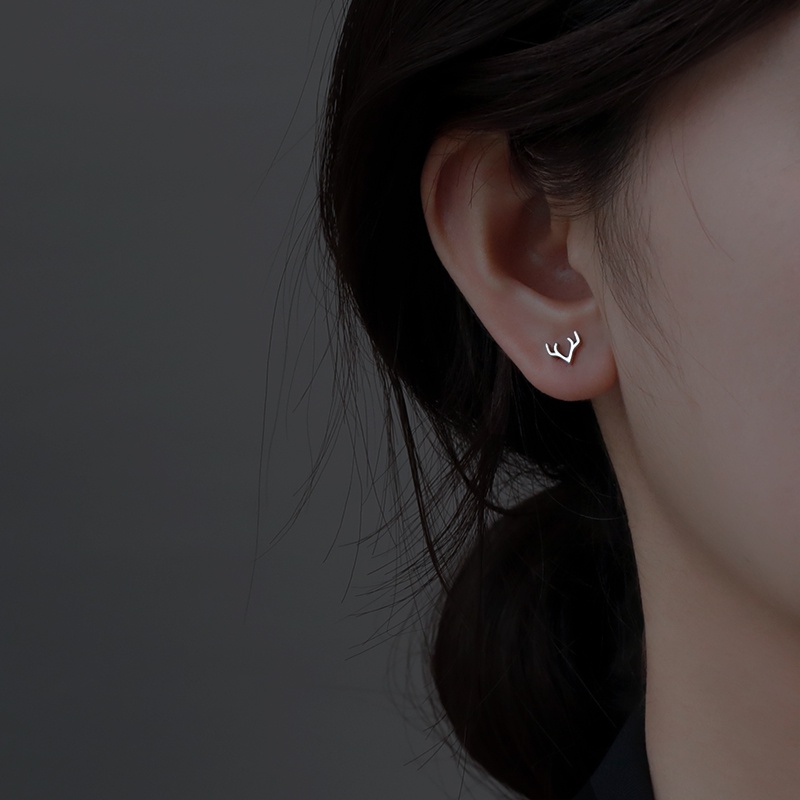 Roselife [1 Pair] S925 Silver Hypoallergenic No Fade Butterfly Antler Swan Heart Flower Small Stud Earrings