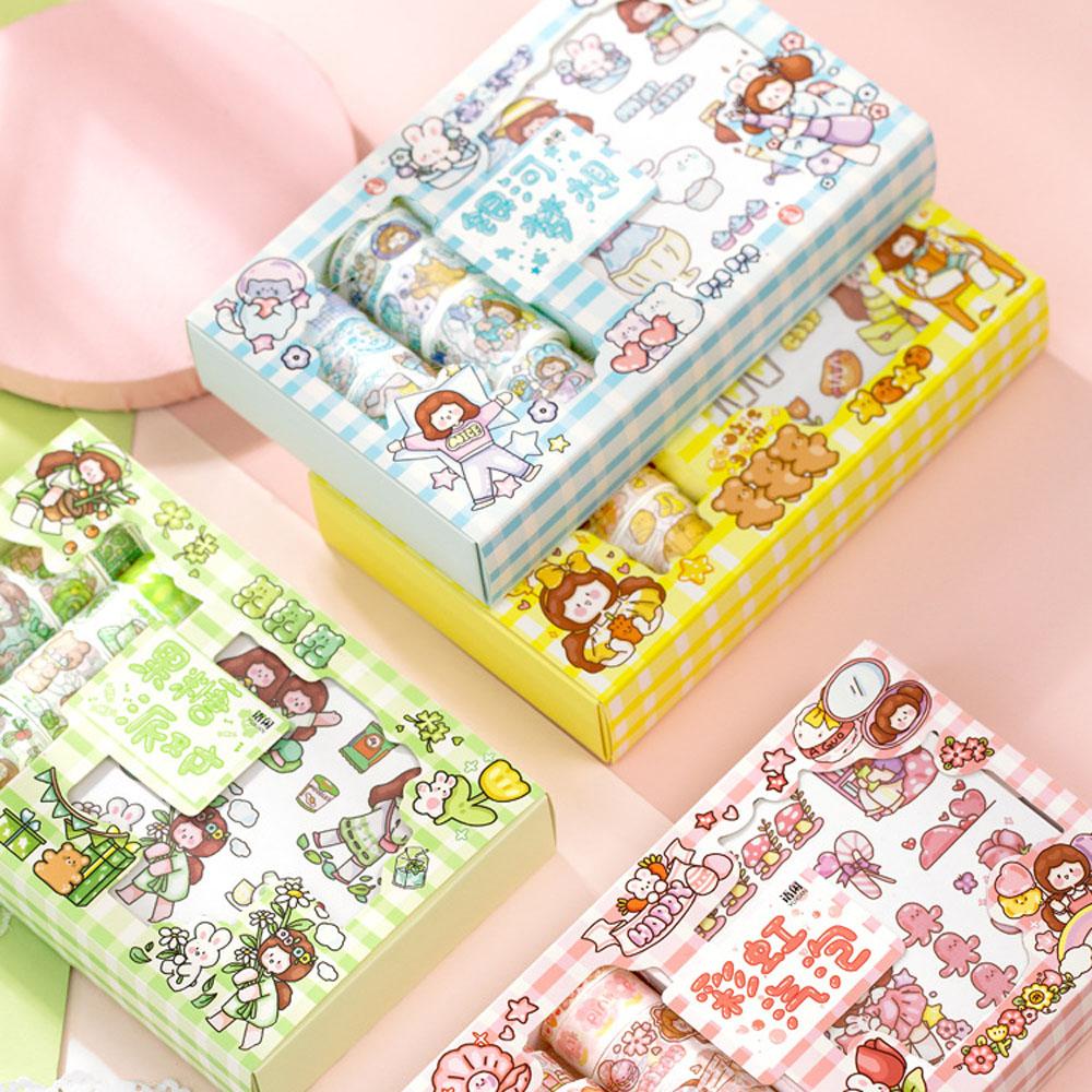 [Elegan] Set Stiker Scrapbooking Karakter Kartun 20pcs Bear Bunny Kelinci Hewan Anak Perempuan Laki-Laki Pola DIY Diary Album Foto Alat Tulis Stiker Hias