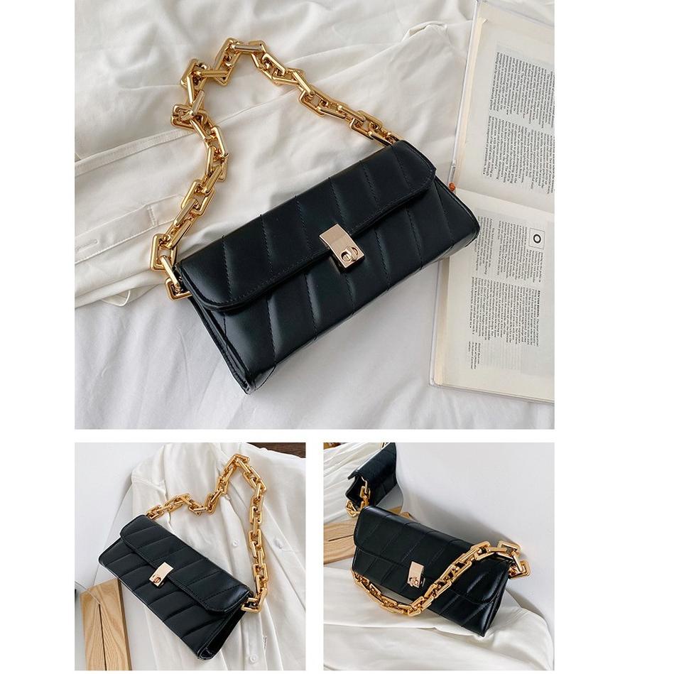 TAS CANGKLONG KULIT RANTAI FASHION KOREA KEKINIAN LOFTY HITAM IMPORT MURAH WANITA PREMIUM BATAM ORI 