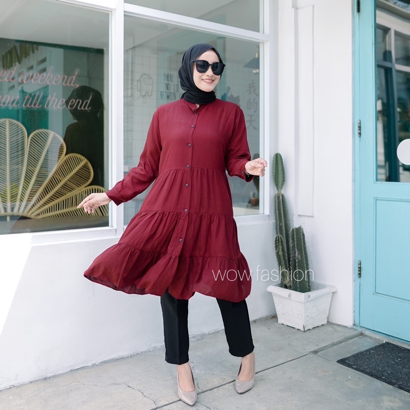 WOW-Tunik Dinda Long Rayon Twill Premium Wanita