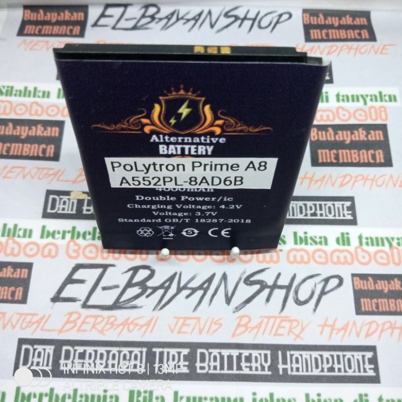 Batrai Modif Polytron A552 Prime A8 PL-8AD6B Batre PL8AD6B Persamaan Baterai