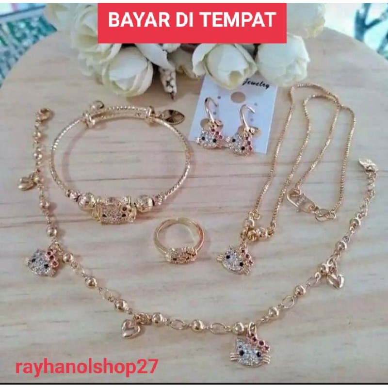 SET TITANIUM ANAK ROSEGOLD DAN GOLD LAPIS EMAS 22 K ANTI KARAT