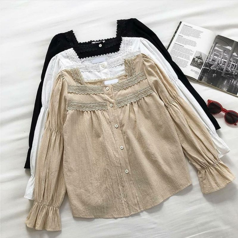 Blouse Cewek Kekinian lengan panjang Blouse cewek import atasan wanita casual atasan wanita formal a