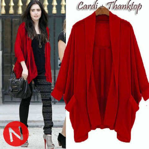 B0101 FF 06 5273-marcella cardi pocket+thank top cardigan lengan panjang murah wanita polos kekinian