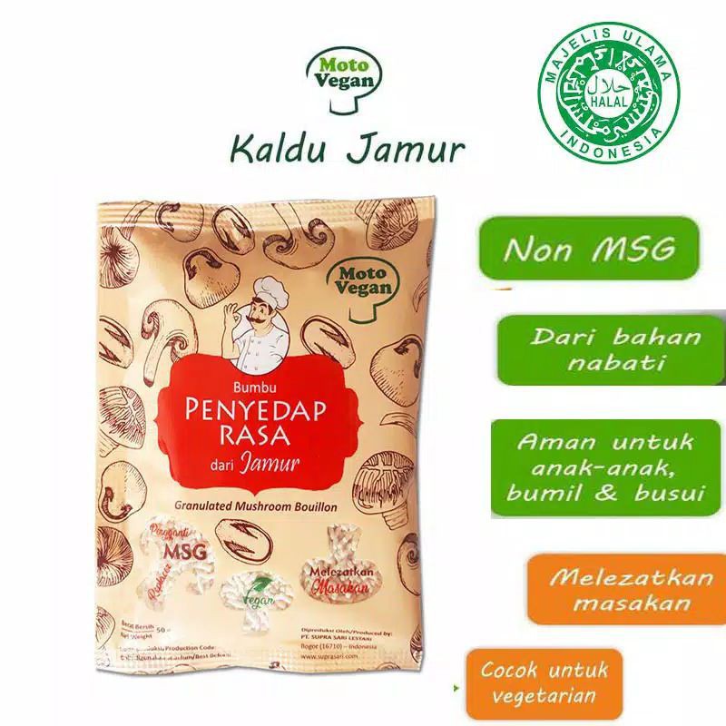 {EXP 09/2023} MOTO VEGAN Kaldu Jamur Non MSG 50 g Halal │ Bukan Totole