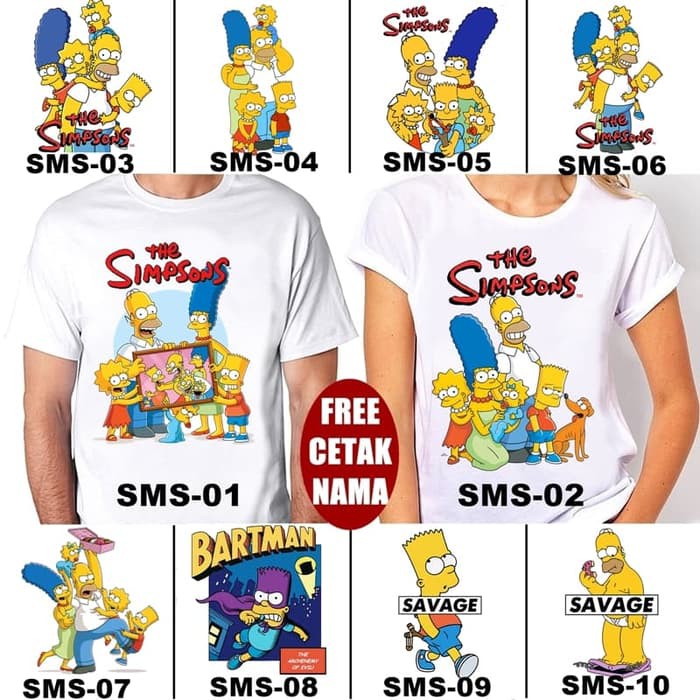 Terbaru Baju / Kaos DEWASA SIMPSONS SIMPSON BANYAK MOTIF (FREE TULISAN/NAMA) Murah