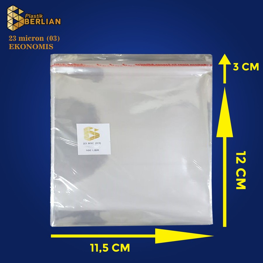 

11,5 x 12 cm Plastik OPP EKONOMIS 23micron (100 lbr) (lem/seal)