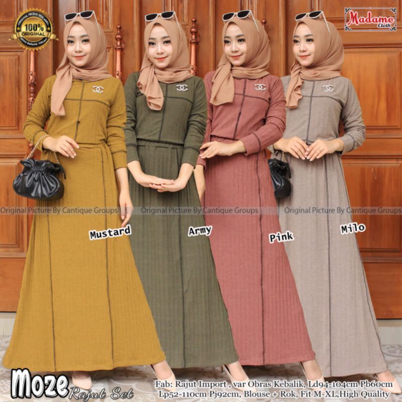 [DISKON] Moze Set/Setelan Rok Wanita Kekinian Fashion Muslim Jumbo/Atasan Bawahan Wanita Set Fashion