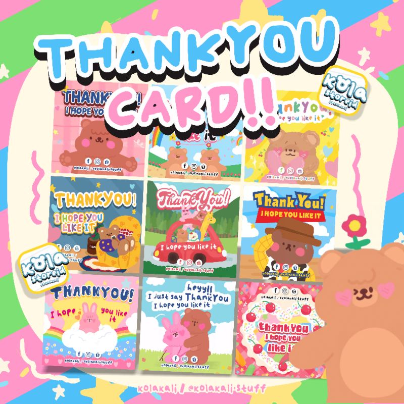 

THANKYOU CARD BEAR EDITION • KARTU TERIMAKASIH • BERUANG AESTHETIC • THANKYOU CARD KOREAN DESAIN • CUTE DESAIN CA