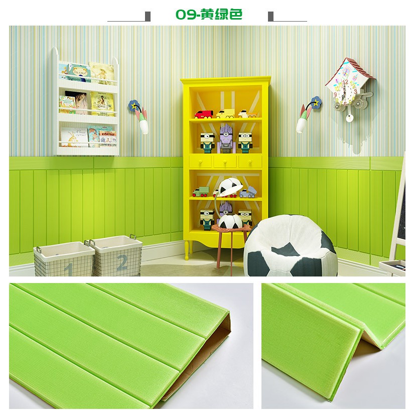 3D FOAM WOOD GREEN / FOAM KAYU WALLPAPER DINDING STIKER SAKIM_YO