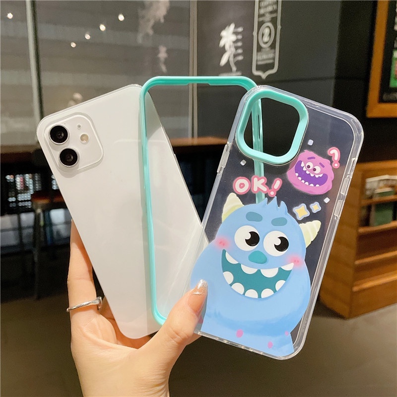 3 In 1 Soft Case Silikon Akrilik Motif Kartun Anime Untuk IPhone 11 12 13 14 Pro Max X XS Max XR 6 7 8 Plus