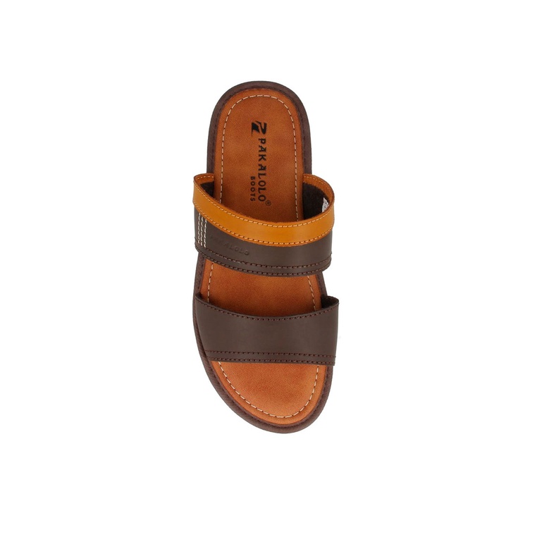 SANDAL SLIDE PAKALOLO PRIA ORIGINAL CASUAL KULIT ASLI COKLAT PB52