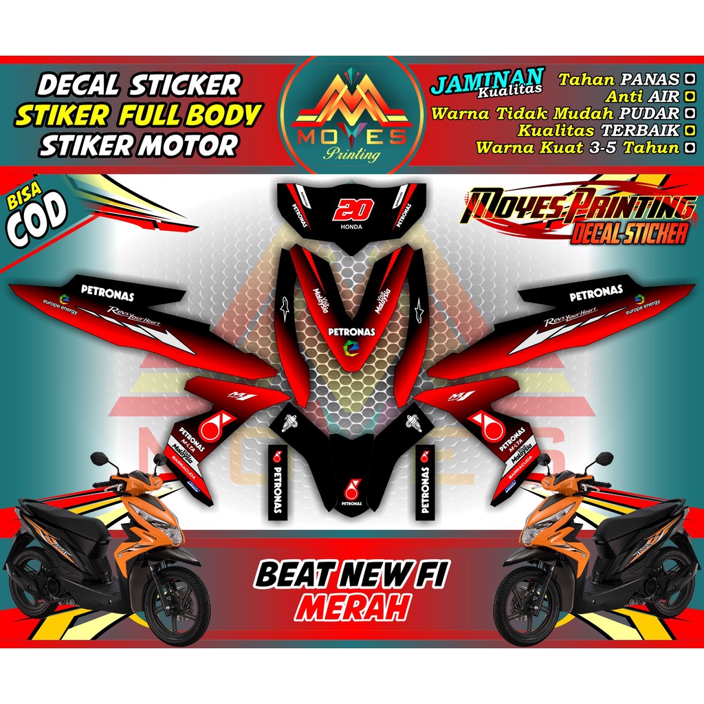 stiker decal honda beat fi new esp facelift Motif Variasi Petronas srt - Stiker Full Body Petronas -
