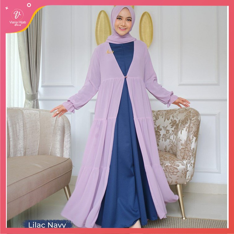 Gamis Lebaran Polos Outer Set Dress Aile By Hayme_official Bahan Toyobo Ceruty Babydoll Premium