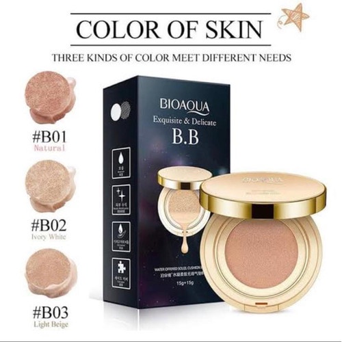 [ORI] Bioaqua Cushion BB Cream + Refill  Hydrating Soft &amp; Flawless Air Menjaga Make Up Tetap Cantik Seharian - BPOM 30 gr