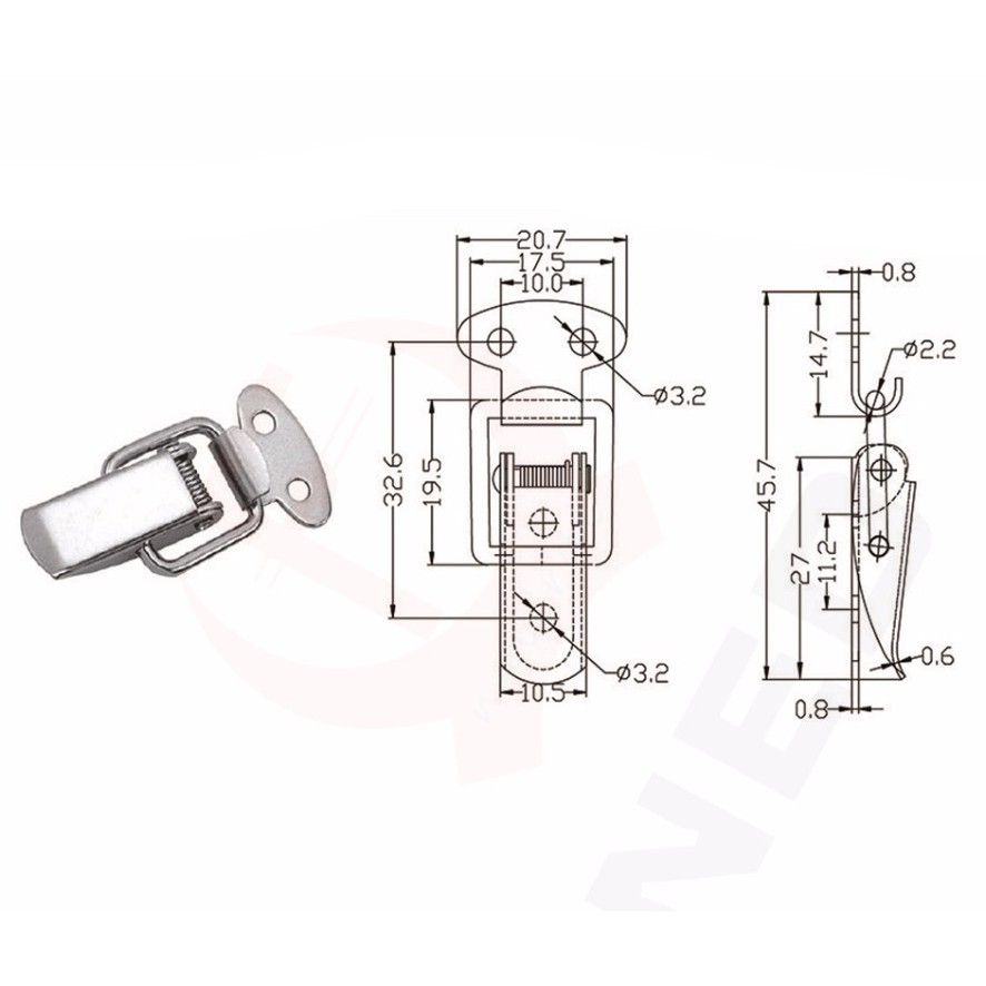 Kancing Kunci Spring Loaded Toggle Latch Catch Hasp - KAK-J107 - Silver