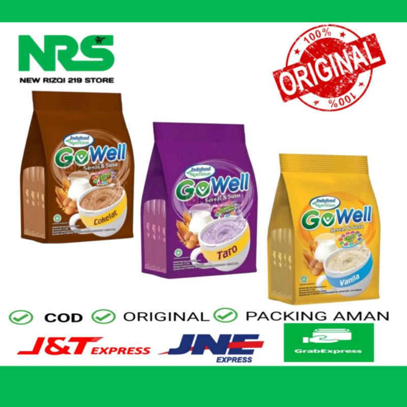 

Gowell Sereal Susu Coklat / Vanila / Taro / Gowell Coklat Polybag 29gr x 5 sachet