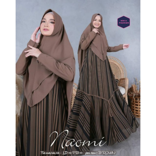 NAOMI GAMIS SET SYAR'I ORI BY VIN'S FASHION LD. 110CM PB. 140CM BAHAN FULL CERUTY BABYDOLL (TRZ)