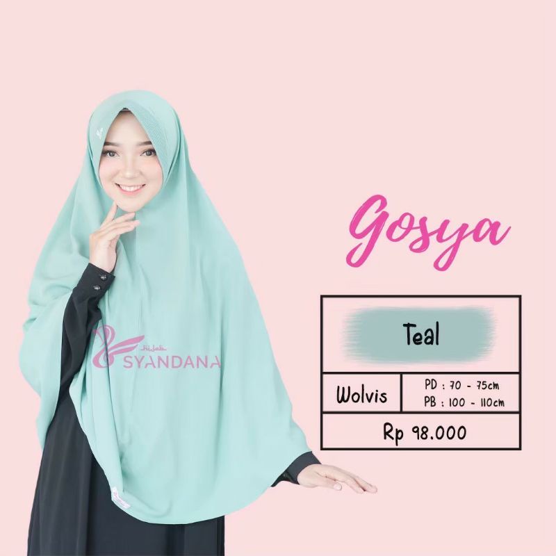 Hijab Syandana Gosya (L) Warna Baru Dan Lama Khimar Bergo Kerudung Jilbab Instan-Teal