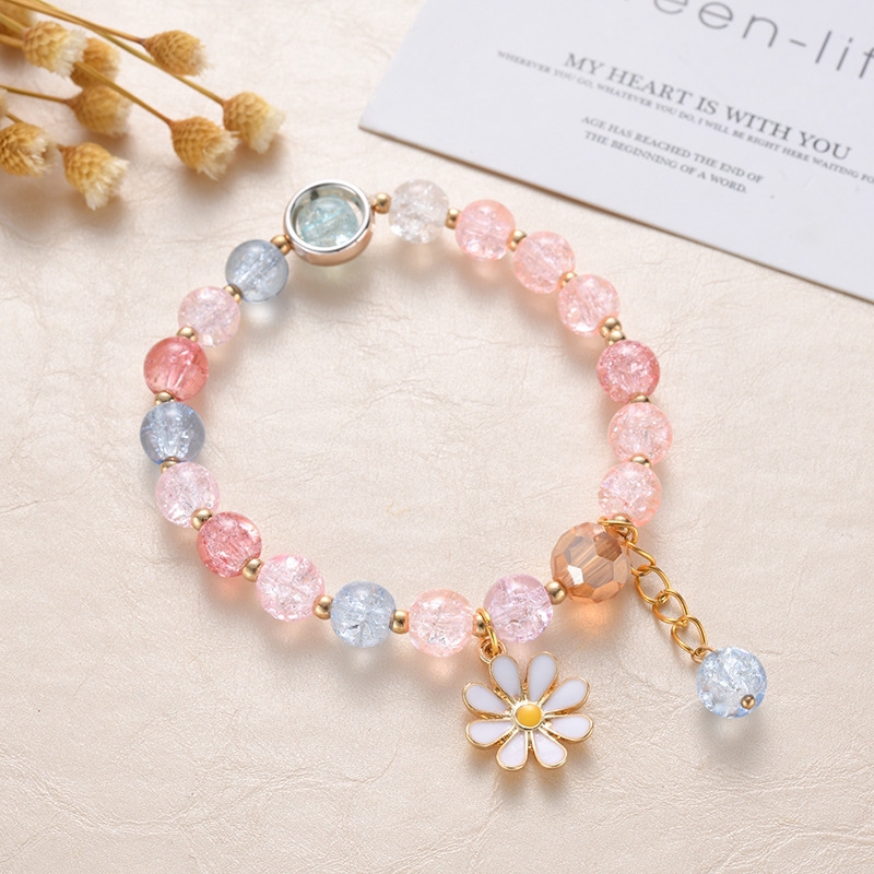 Korean Crystal Daisy Flower Tassel Bracelet Women Girl Bracelets Jewelry Accessories