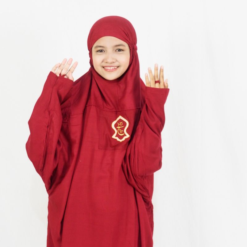 Mukena anak terusan remaja hadramaut terusan terompah polosan banyak warna mukenah Ukuran 10-16 tahun Mukenah Hitam Puith Terbaru Travel