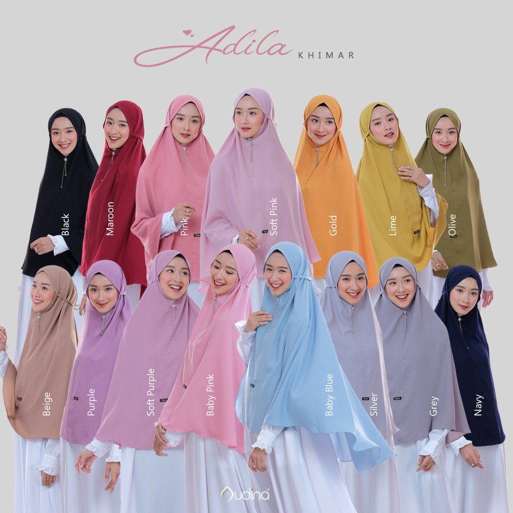 Adila Khimar by Audina ready hitam,olive, navy, maron, bbpink