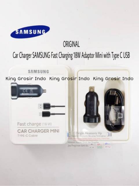 Car Charger Samsung Fast Charging 18 W S8, S8+, S9, S9+, S10, S10+, Note8 Note9 Type C Original 100%