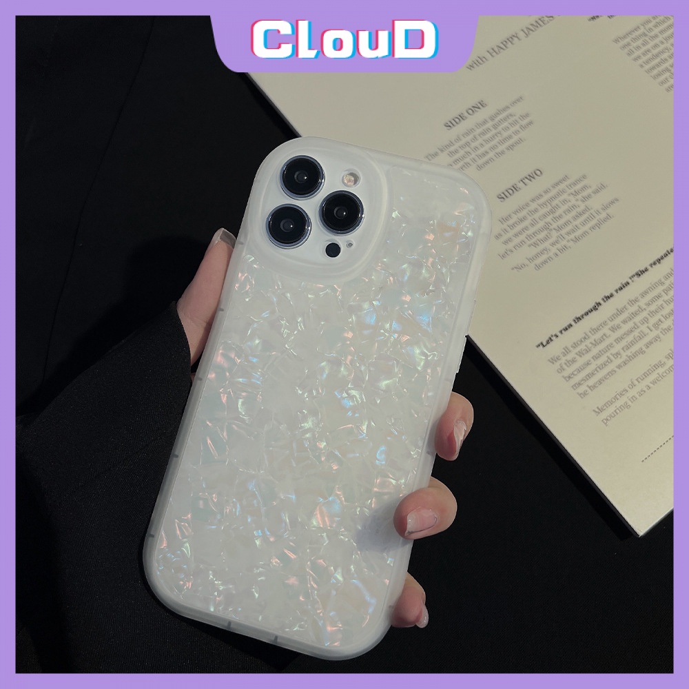 Soft Case TPU Motif Kristal Putih Berkilau Cover iPhone 11 13 12 Pro MAX 7 8 Plus SE 2020 6 6sXR XS MAX