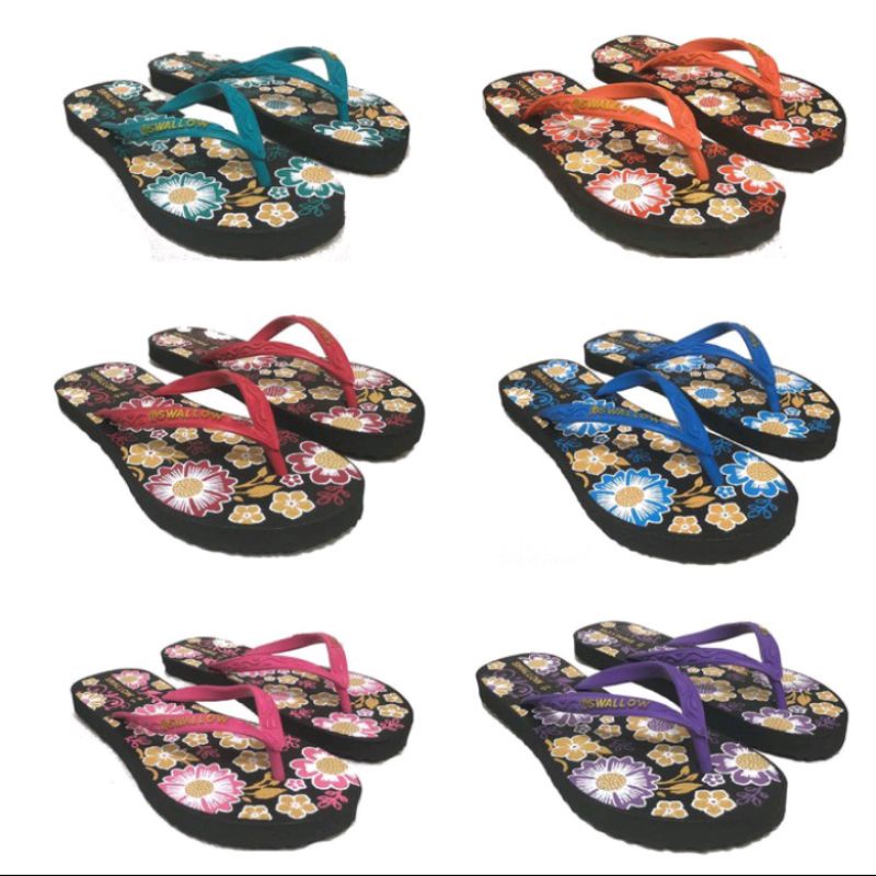 sandal jepit swalow floral , remaja , dewasa ukuran 9 / 9,5 / 10 / 10,5