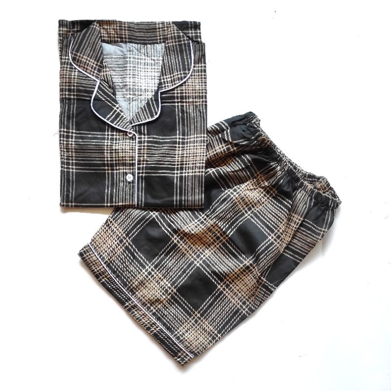 Piyama dewasa jumbo ld 120 cm celana pendek hotpant-Guilin black HPJ