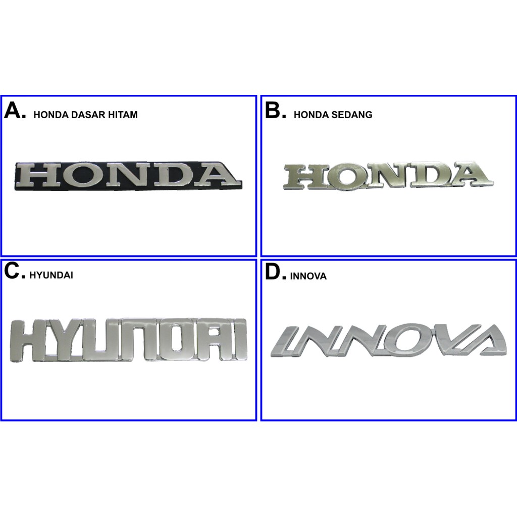 EMBLEM TULISAN MOBIL HND BESAR HITAM / HND SEDANG / HYD / INNOVA