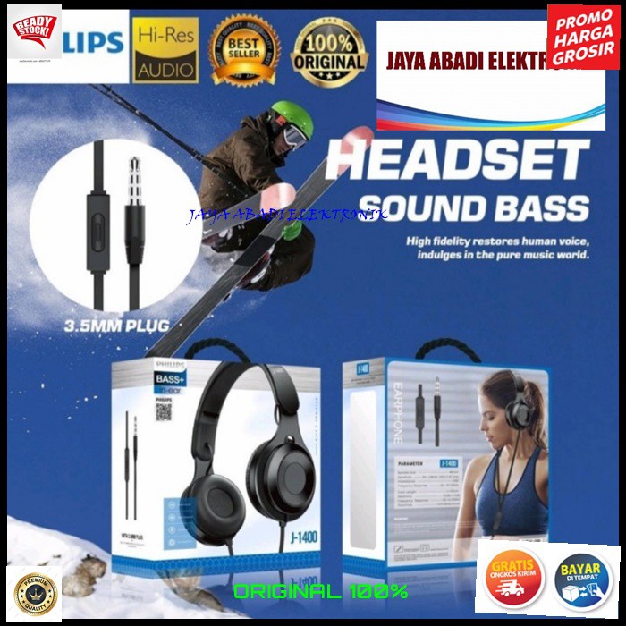 J390 ORIGINAL PHILIPS BANDO HEADPHONE HEADSET STEREO EARPHONE IN EAR 3.5 MM DOBEL BASS HANDSFREE DOUBLE BAS EARPOD SUPER HF SUPER PREMIUM MIC KABEL MUSIK CALL NELPON HP AUDIO SOUND SUARA VOKAL KARAOKE WIRED HEADPHONES HIFI J390  Headphone Headset Bando Ph