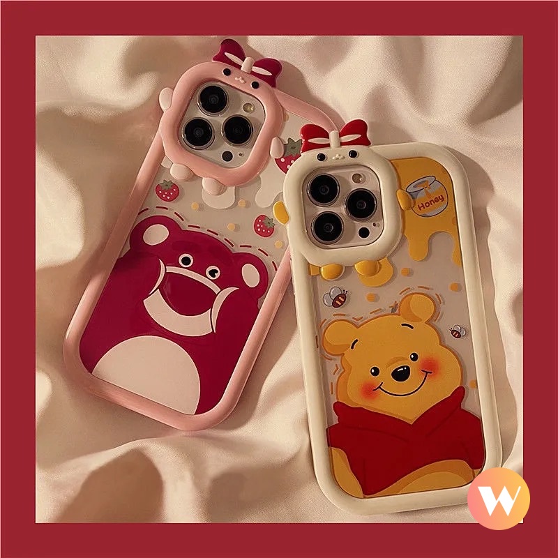 Soft Case Desain Kartun Winnie the Pooh Strawberry 3D Untuk IPhone 14 13 11 12 Pro MAX 6 6S 7 8 14 Plus XR X XS MAX SE 2020