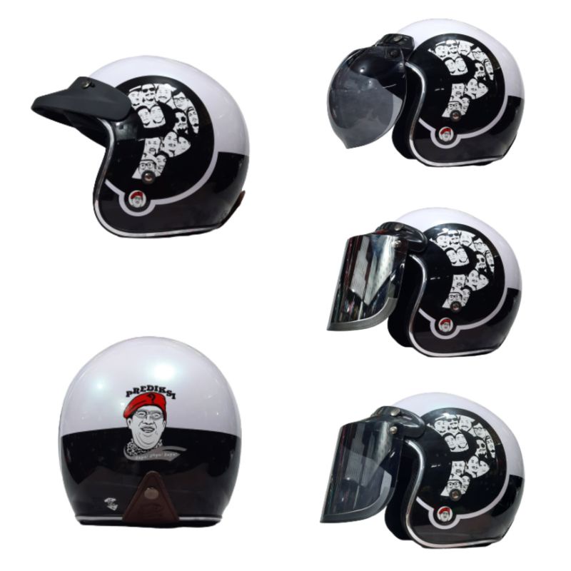 Helm JP Retro New Bigie Prediksi List Chrome By JPX Helmet Original