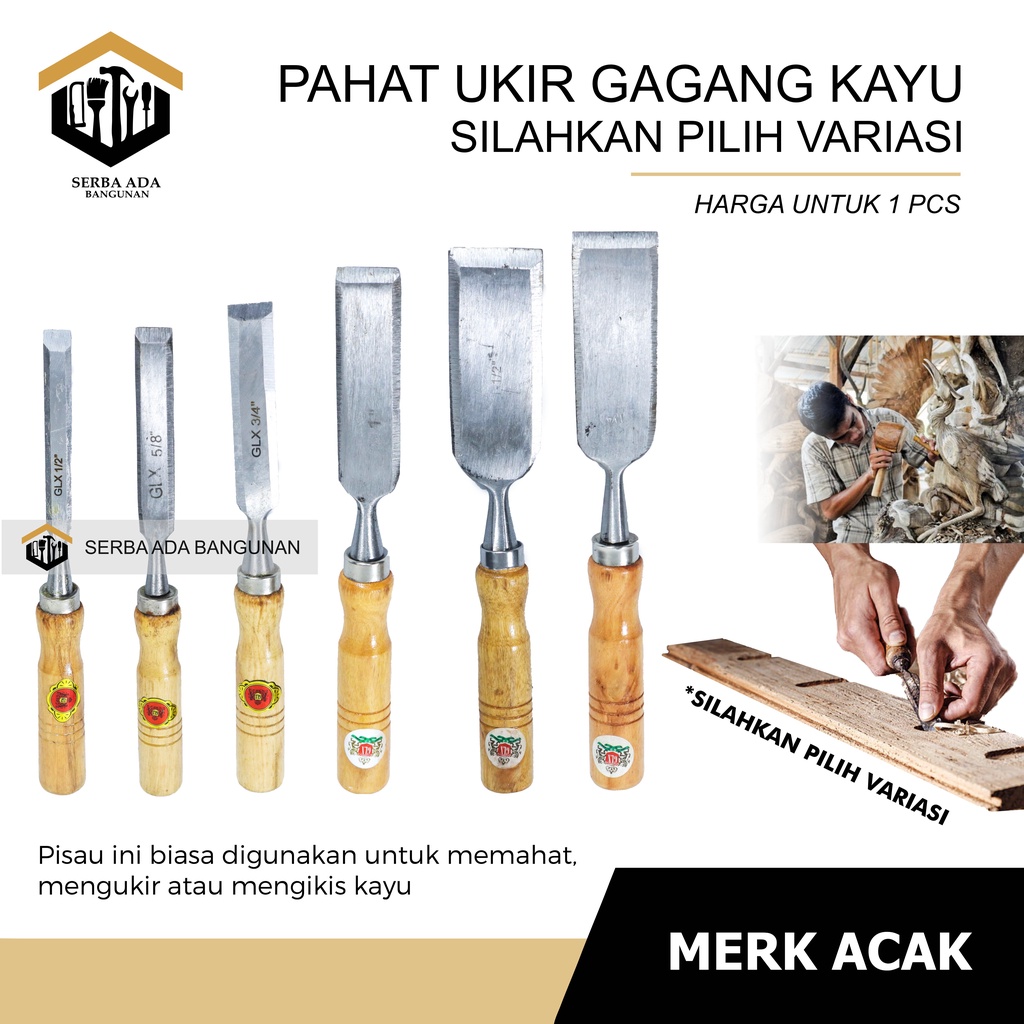 PAHAT KAYU GAGANG 1/2 1 3/4 INCH / ALAT UKIR TATAH SERBAGUNA PERTUKANGAN TERMURAH MEMAHAT MENGIKIS