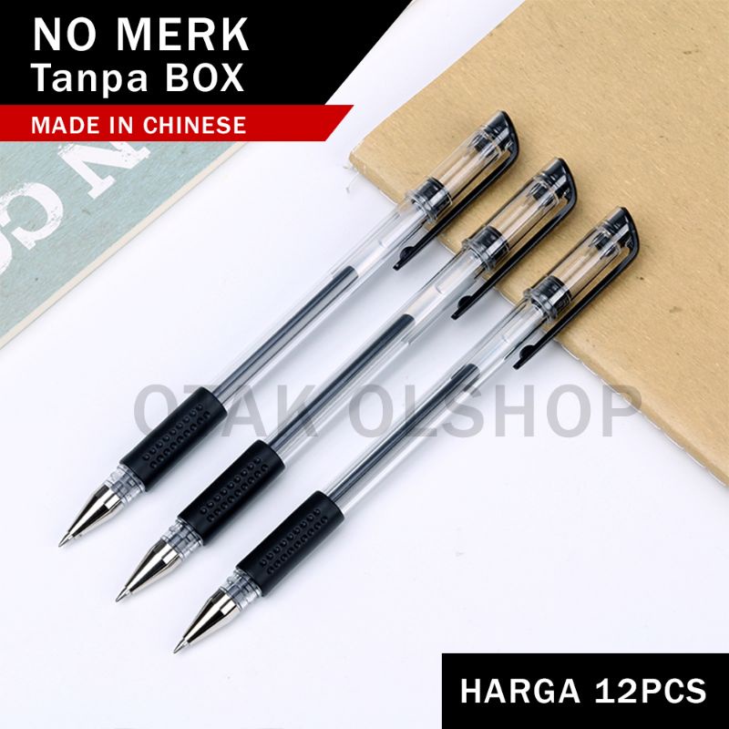 Pulpen gel hitam ISI 12pcs - Pulpen hitam khusus hitam - pen pena pulpen hitam