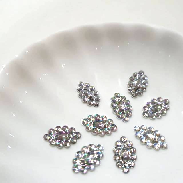 Mote Tempel / Jahit Motif Awan - Putih Pelangi AB (20 pcs)