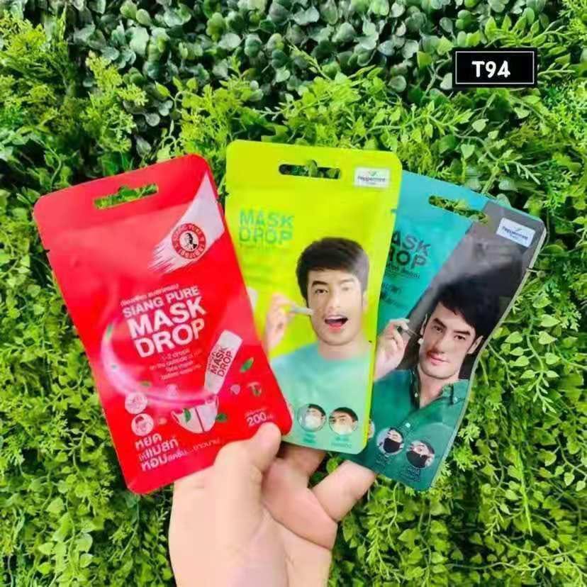 Peppermint Field Mask Drop Black &amp; Fresh Mint Scent Mask Drop Minyak | Minyak Angin Masker Thailand