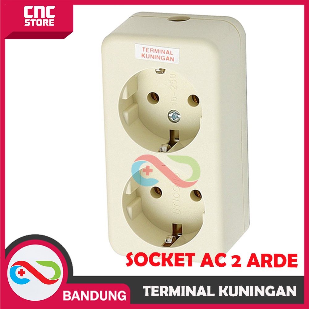 TERMINAL KUNINGAN STOP KONTAK 2 LUBANG SOCKET AC 2 ARDE