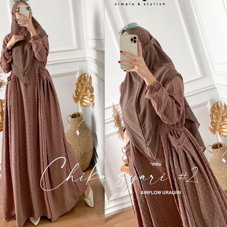 Menarik.. CHIKA SYARI #2  By NABTIK gamis airflow uragiri LD 110 Gamis syari