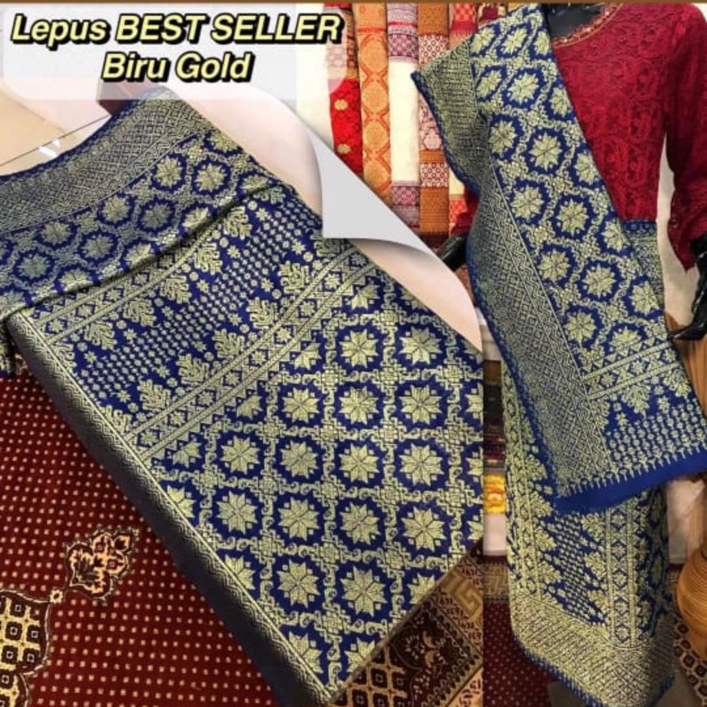 SONGKET LEPUS BIRU GOLD BEST SELLER | Songket Palembang | Songket Navy Gold