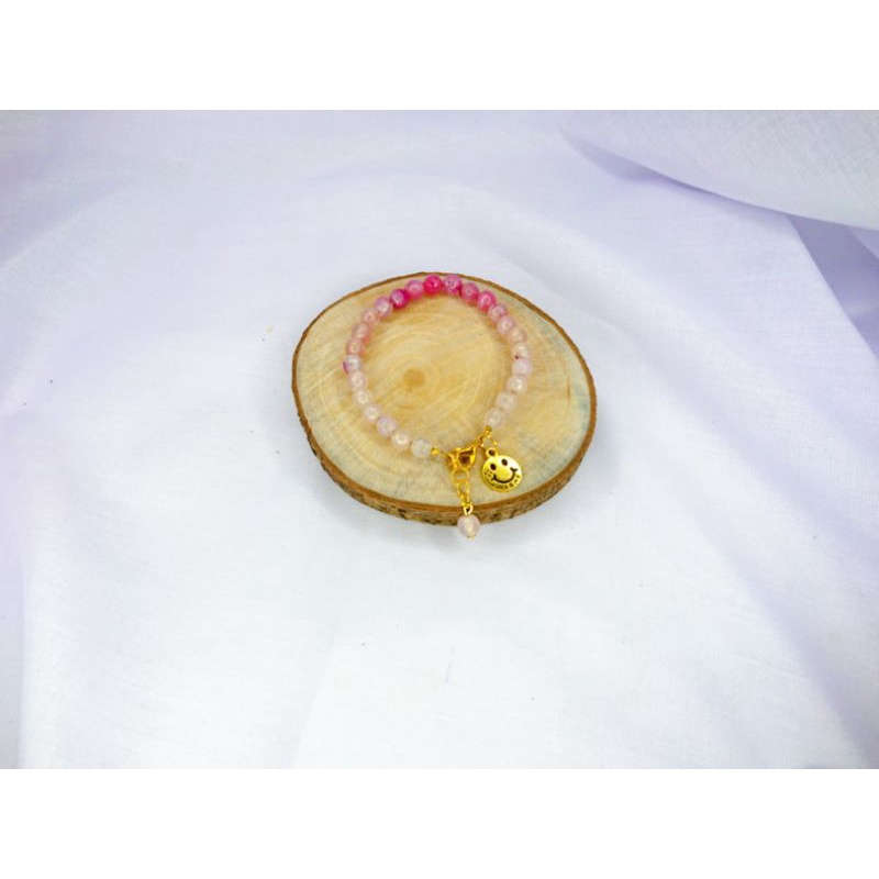 Pink Crystal Gemstone Bracelet | Gemstone Jewelry | Gelang Gemstone | Gelang Handmade