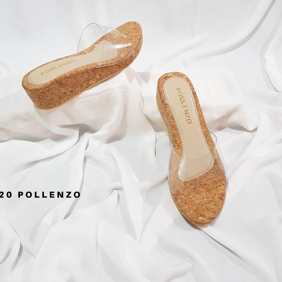 [☎laku✔️] Pollenzo PAULINA Wedges Mika Bening Transparan  MD-501 B