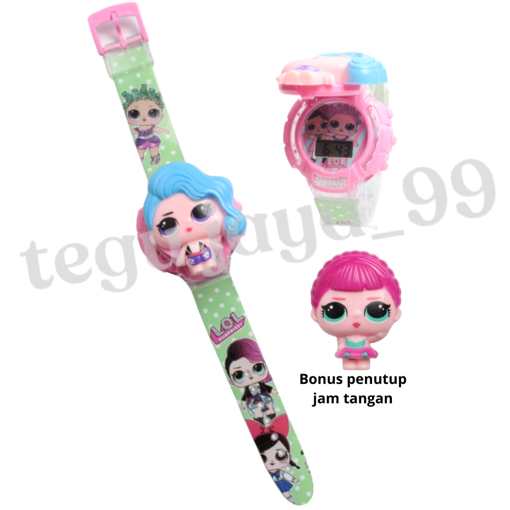 JAM TANGAN FASHION ANAK PEREMPUAN LAMPU MUSIK 2 IN 1 KARAKTER KARTUN TE1043