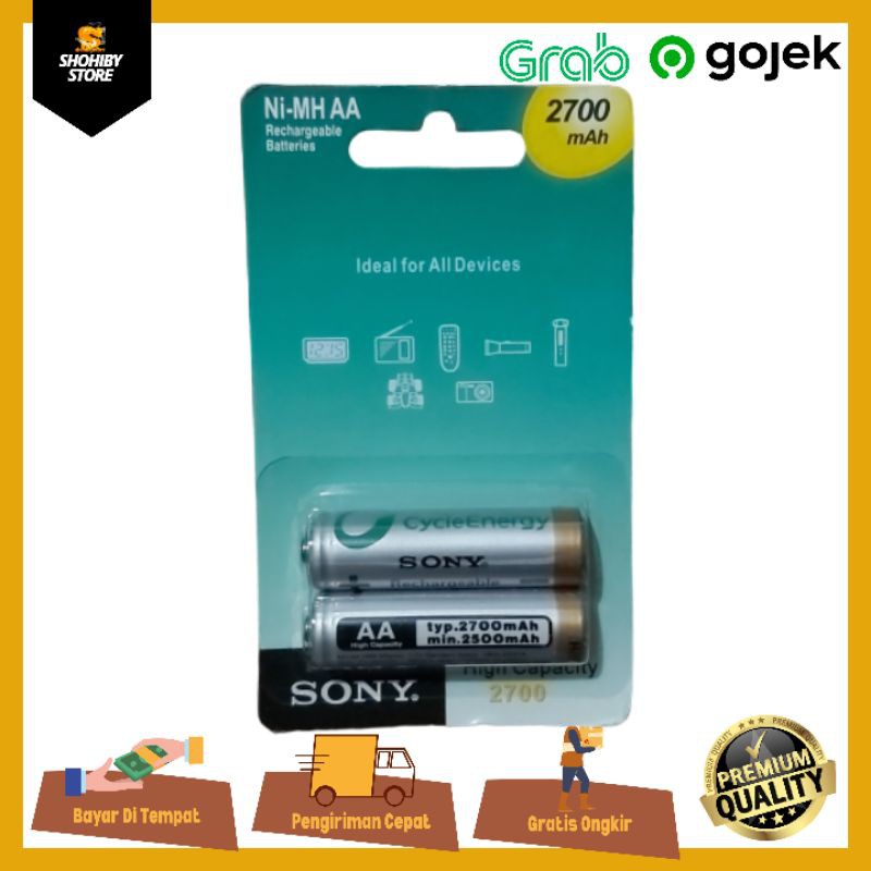 baterai / battery cas SONY AA CYBER ENERGY recharge / battery AA isi ULANG recargeable 2700mAh