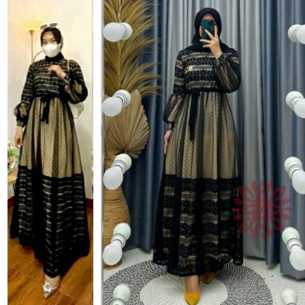Dress Wanita Kekinian  Maxi Brukat Ozias Maxi Dress Wanita Gamis Wanita Terbaru 2022 Murah Dress Can